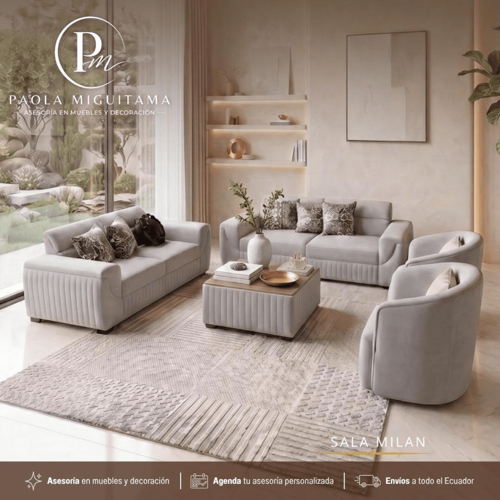 Sala elegante diseñada por Paola Miguitama